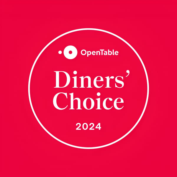 OpenTable Diners' Choice 2024 award logo on a red background.