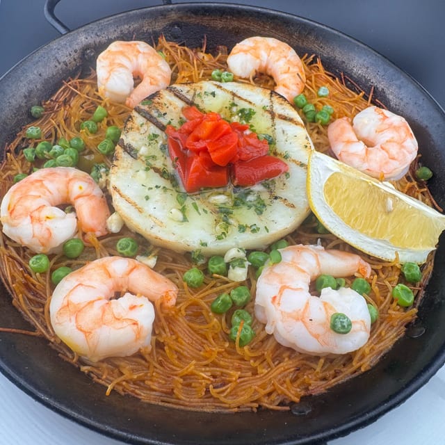 Seafood Noodle Paella (Fideua).