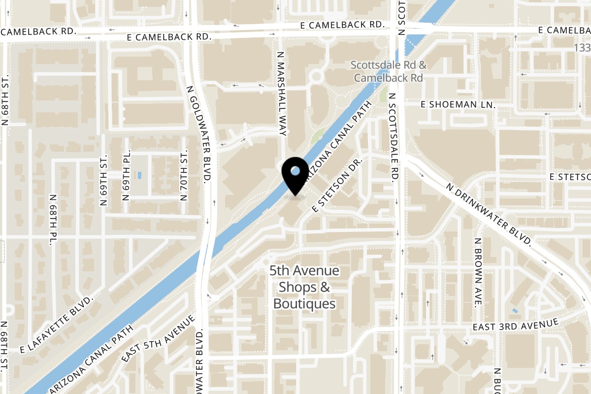 Map showing the location of Tapas Papa Frita on 7114 E Stetson Dr #210 in Scottsdale